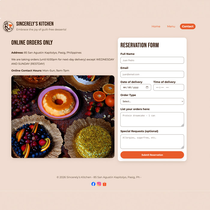 Menu Website